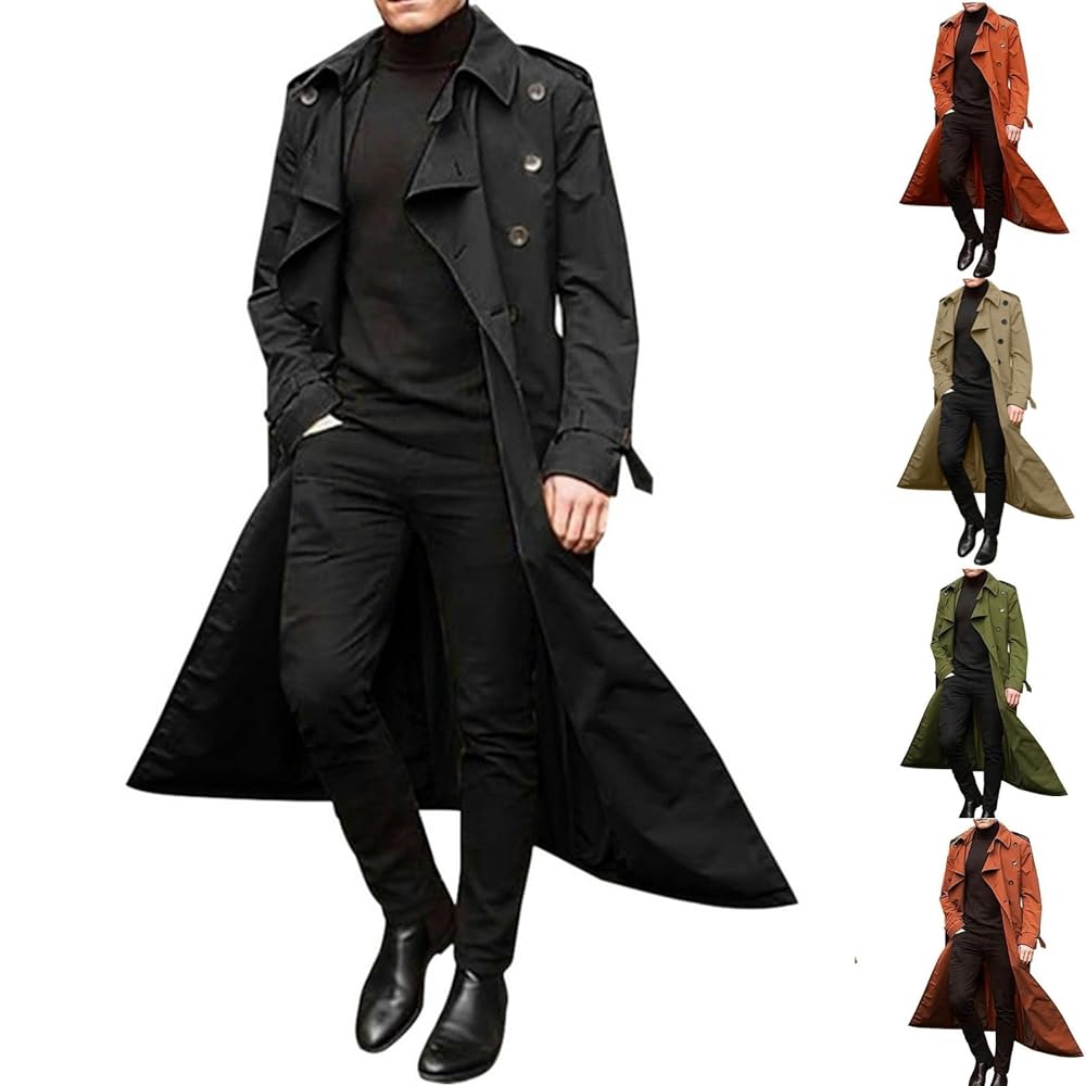 Mens Clothing, Lapel Long Trench Coat Casual Fashion Stylish